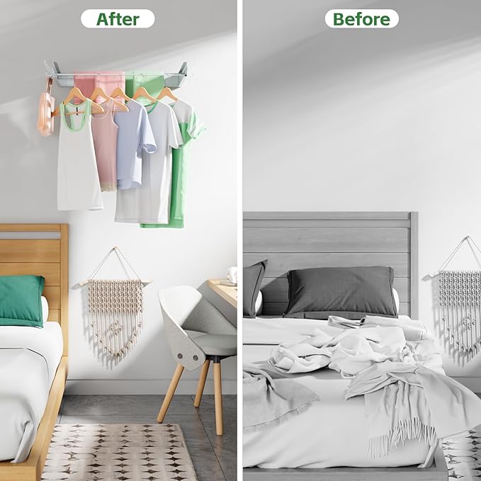 BAKON Clothes Drying Rack Wall Mounted 40", Laundry Clothes Drying Rack - Image 6