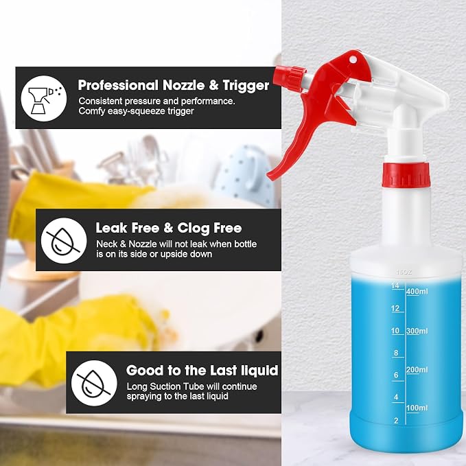 Eccliy 12 Pcs 16 Oz Plastic Spray Bottle, Adjustable Empty Reusable Sprayer - Image 4