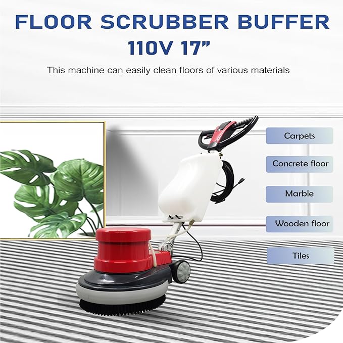 1100W Red Floor Polisher Commercial Floor Cleaner Polishing Machine Carpet - Image 2