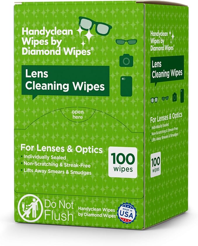 HandyClean Pre-Moistened Lens Cleaning Wipes, Eyeglass Wipes, Screen Wipes by DiamondWipes