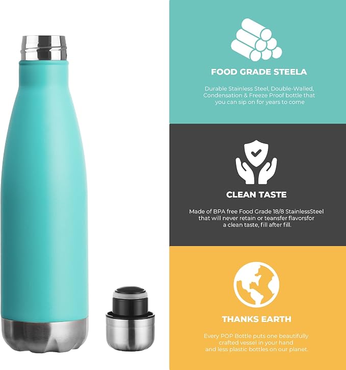 MEWAY 17oz Sport Water Bottle 8 Pack Vacuum Insulated Stainless Steel - Image 3