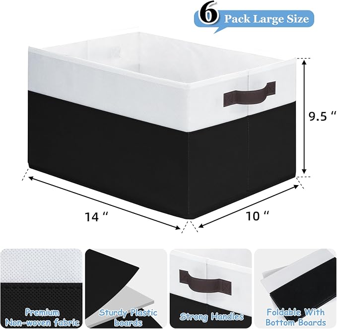Criusia 6 Pack Closet Organizers and Storage Bins, Cute Dorm Room Essentials - Image 2