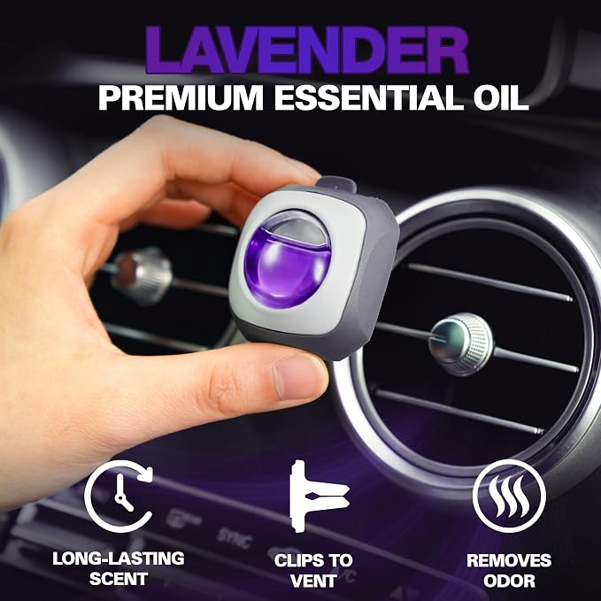 Air Jungles Lavender Scent Car Air Freshener Clip, 6 Vent Clips, 4ml Each - Image 2