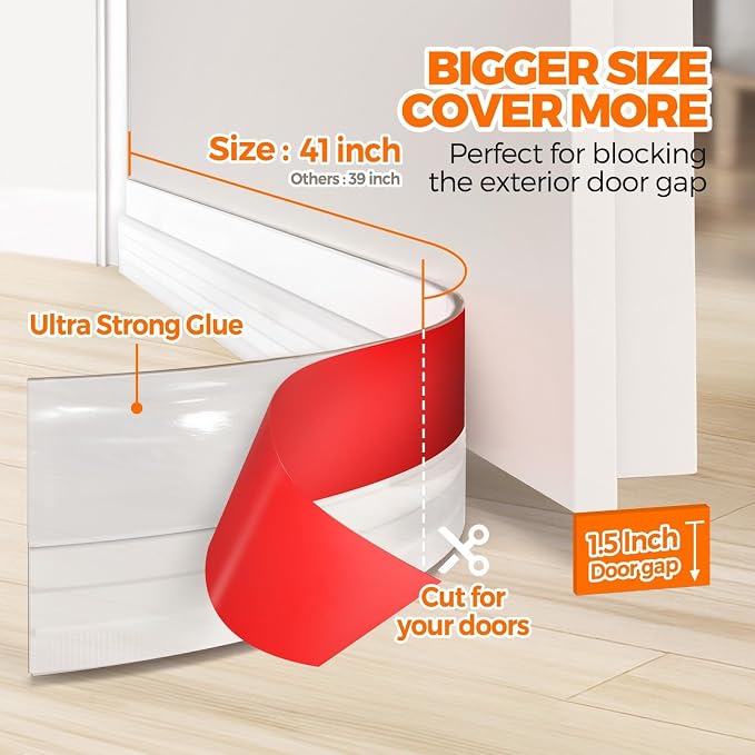 Holikme Weather Stripping 41 inch Door Draft Stopper Under Door Draft Blocker - Image 4