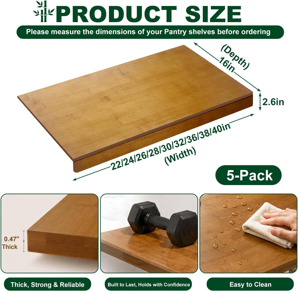 Wire Shelf Covers for Pantry, Bamboo Shelf Covers for Wire Shelving Closet