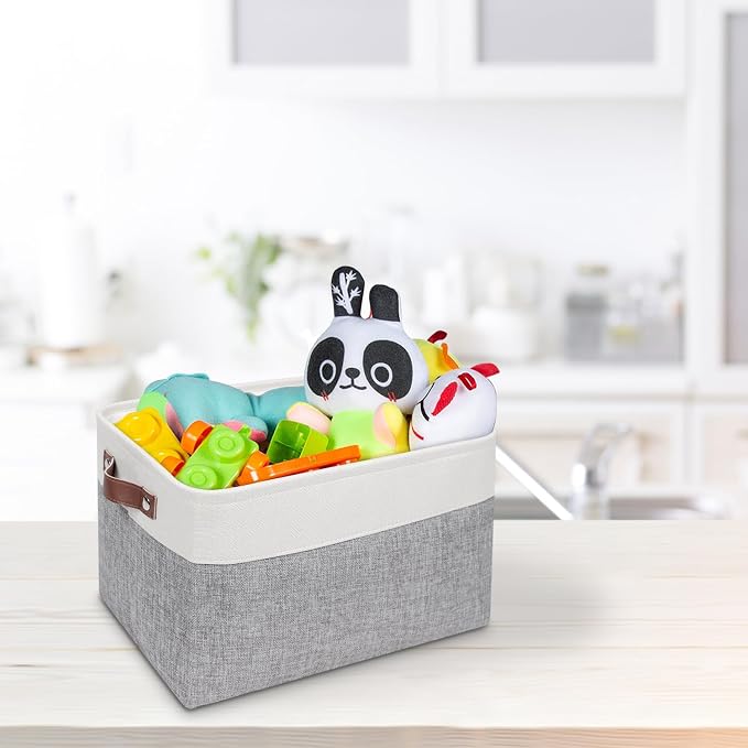 Univivi 15 inch Large Storage Baskets 4PC Gray Hard Bottom Foldable Storage Bins - Image 7
