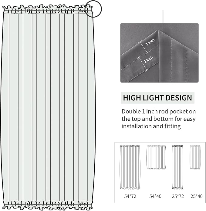 DWCN French Door Curtains – Rod Pocket Thermal Blackout Curtain - Image 3