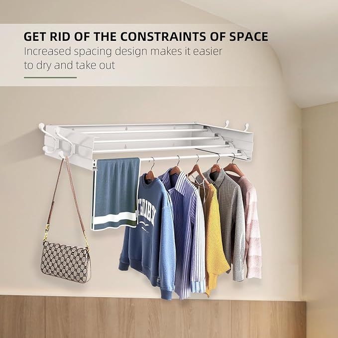 Laundry Drying Rack, Collapsible Wall Mounted Clothes Drying Rack - Image 3