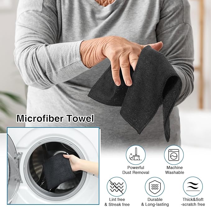 200 Pieces Microfiber Cleaning Cloths Bulk Absorbent Microfiber Towels Reusable - Image 3