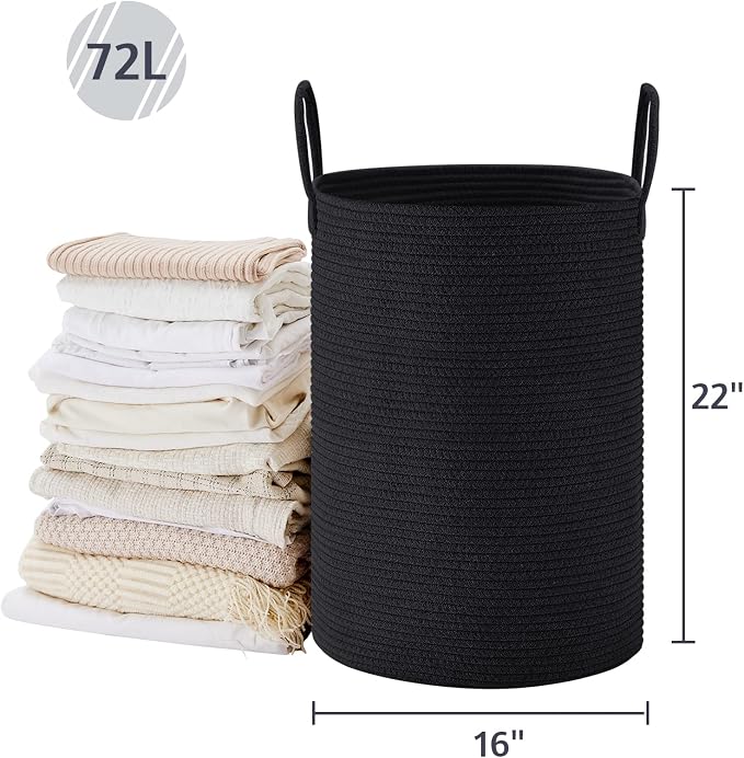 VIPOSCO Large Laundry Hamper, Tall Woven Rope Storage Basket - Image 5