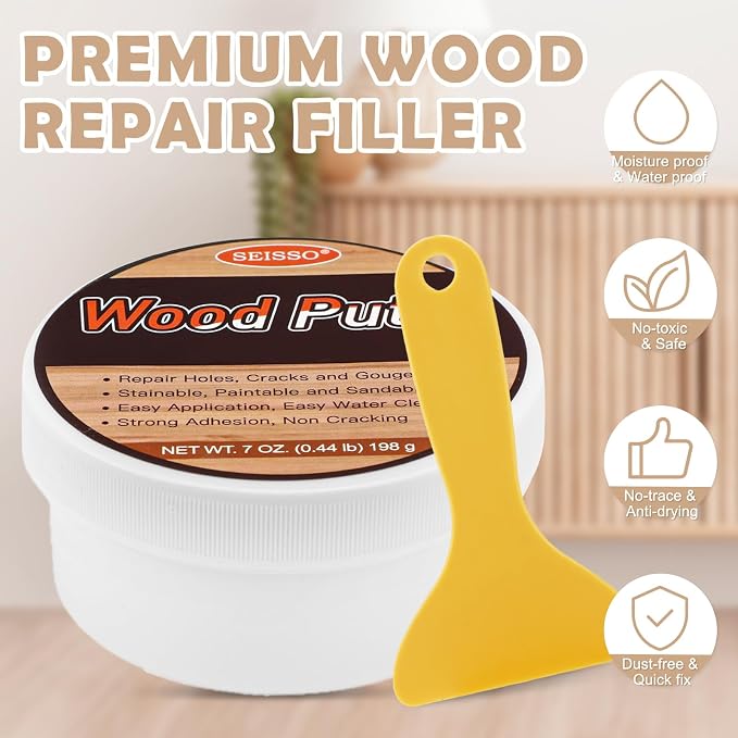 SEISSO Wood Putty, Mahogany Wood Filler Paintable, Wood Putty Outdoor Waterproof - Image 6