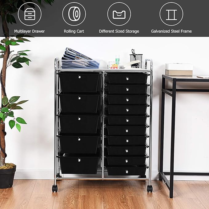 GOFLAME 15-Drawer Rolling Storage Cart, Utility Cart - Image 4