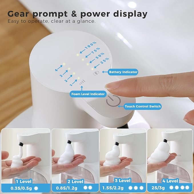 Automatic Foaming Soap Dispenser, 17oz/500ml Touchless Rechargeable - Image 4