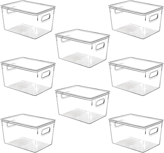 Clear Plastic Stackable Storage Bins by CONTROLKITCHEN