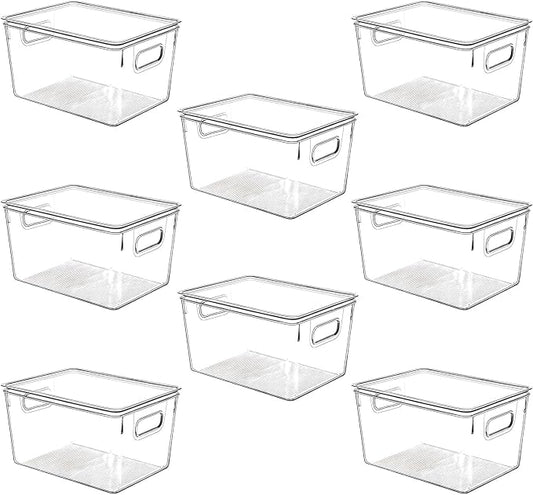 Clear Plastic Stackable Storage Bins by CONTROLKITCHEN