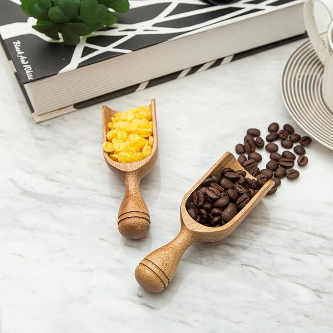 Wooden Scoops for Canisters 4PCS Wooden Scoop for Jars Acacia Mini Measuring - Image 3