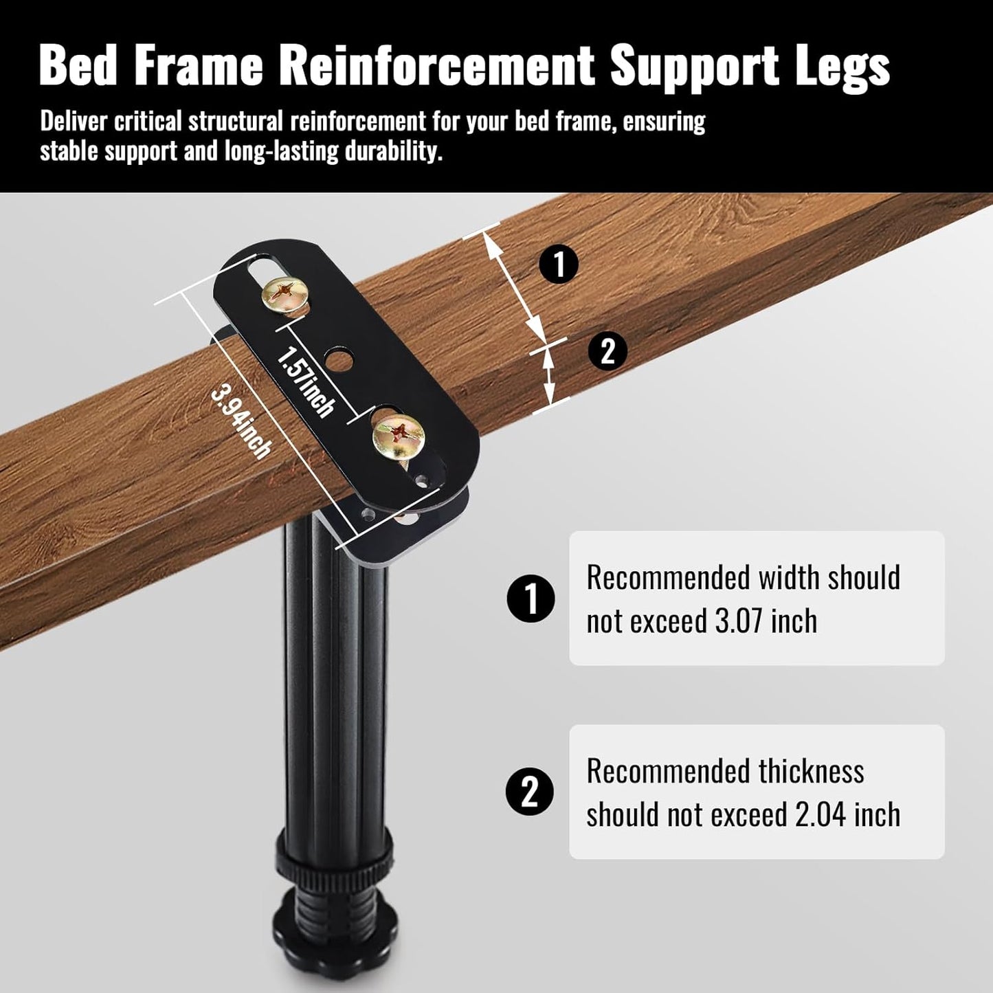 YHK 4PCS Adjustable Height Bed Support Legs 7.8-13.0inch, Heavy Duty Bed Frame Support Legs for Bed Slat and Frame, Plastic Bed Frame Support Replacement Bed Support Reinforcement Parts