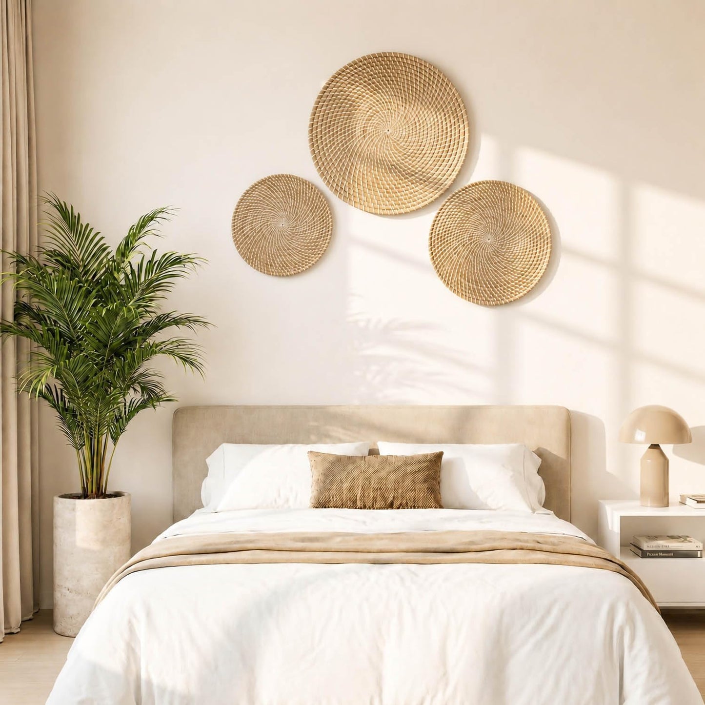 Laquedecraft Baskets Wall Decor Set of 3, Natural Handwoven Wicker | Easy to Hang, Create Your Own Gallery Wall, Perfect for Living Rooms, Bedrooms & Entryways