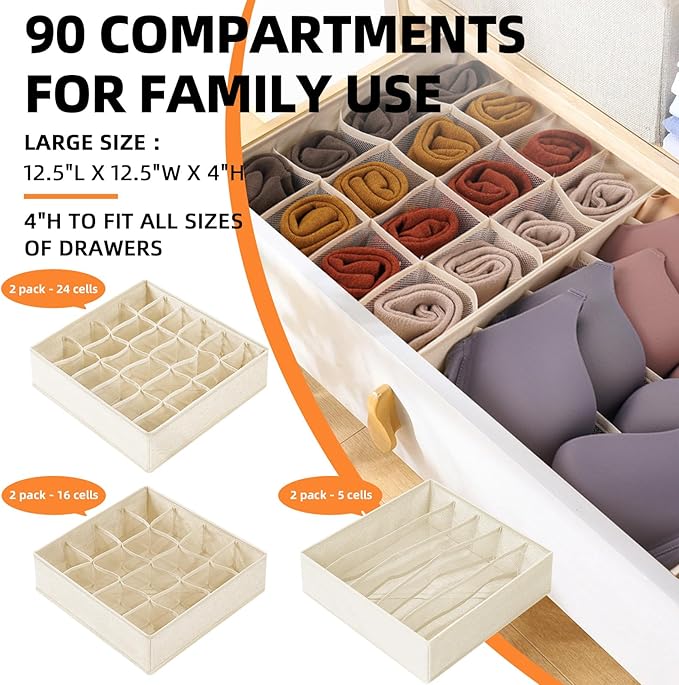 Criusia 6 Pcs Drawer Organizer Clothes - Image 2