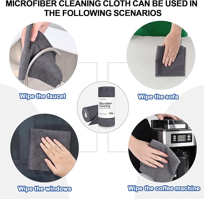 Microfiber Cleaning Cloths Roll, Tear Away Microfiber Towels, Reusable - Image 7