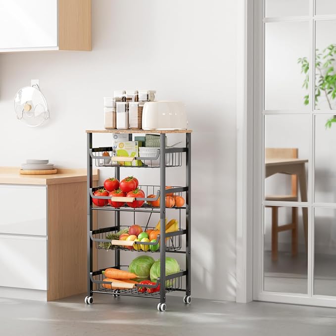 5-Layer Fruit Basket Kitchen Food Storage Organizer and Storage Rack, Stackable - Image 6