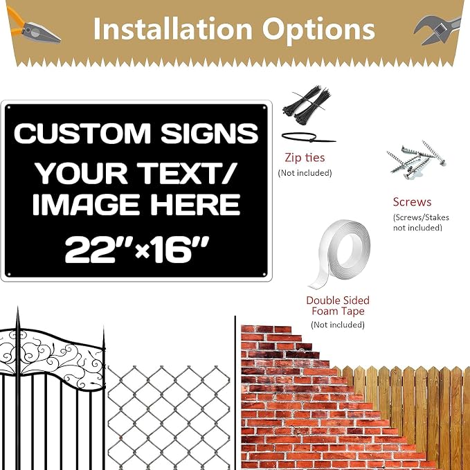 custom signs, Aluminum Weatherproof Metal Sign, Custom Personalized Text And - Image 5