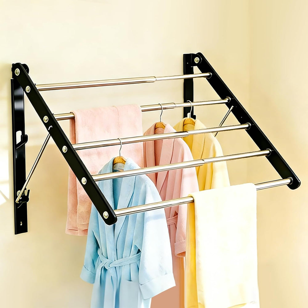 Wall Mounted Drying Rack, Foldable Laundry Rack, Adjustable Width, 60 lbs