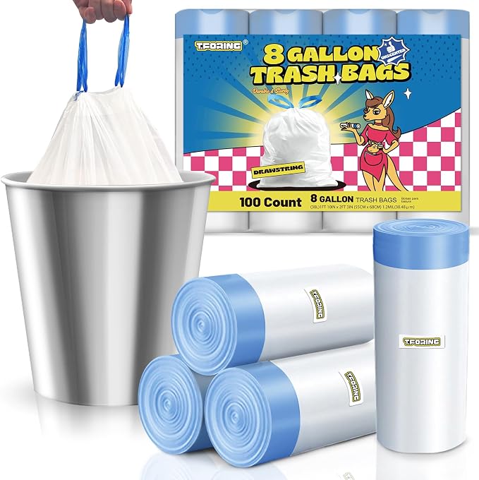 8 Gallon Trash Bags Drawstring 1.2 Mil by TFORING%C2%AE
