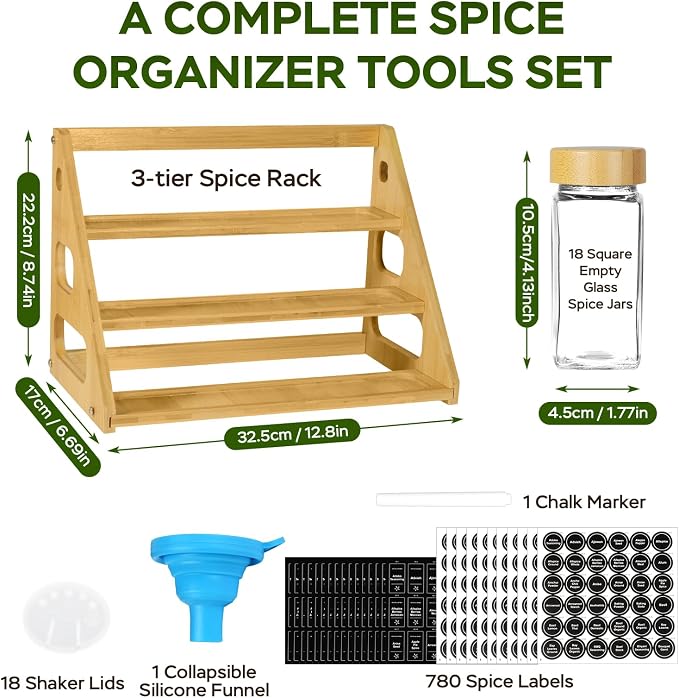 3 Tier Bamboo Spice Rack Organizer - Image 3