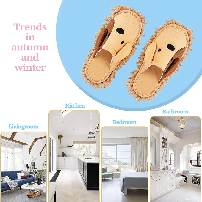 Cartoon Dog Mop Slippers Microfiber Clean Dusting Slippers Detachable Mopping - Image 5