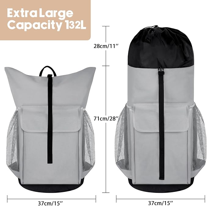 Laundry Backpack Bag, 132L Extra Large Heavy Duty Laundry Backpack - Image 2