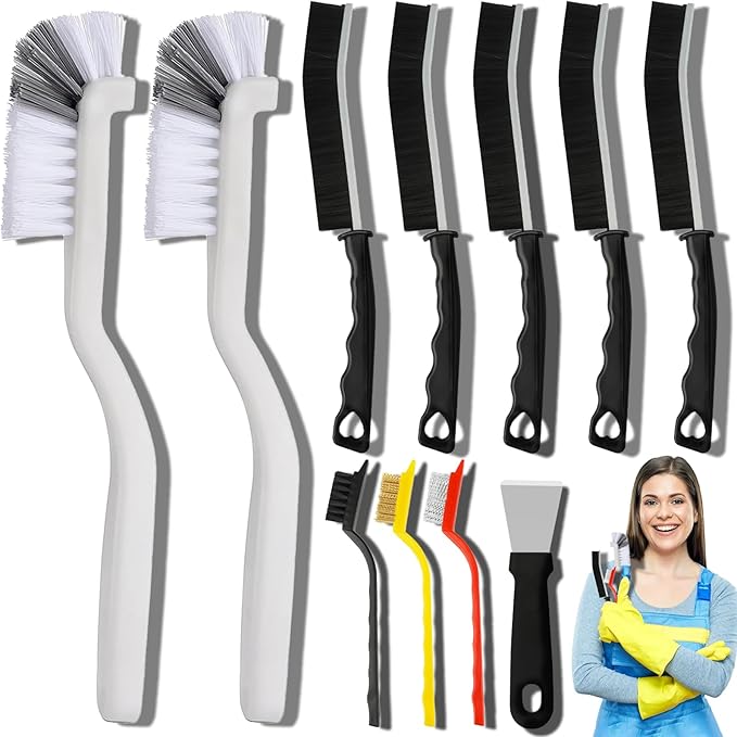 11Pcs Crevice Cleaning Brush Set, Hard Bristle Cleaning Supplies by Dfacio