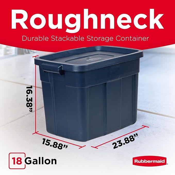 Rubbermaid Roughneck Tote 18 Gal, 6 Pack, Made in USA, Dark Indigo Metallic - Image 2