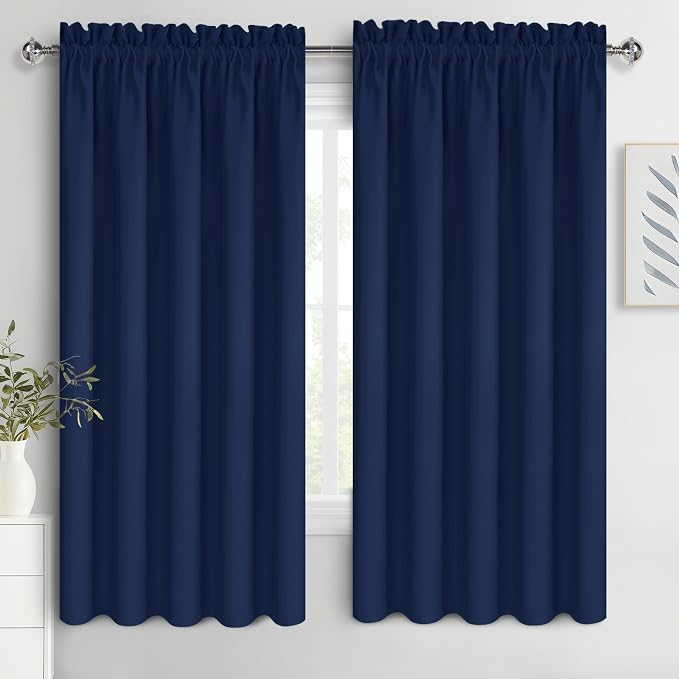 DWCN Bedroom Blackout Curtains 60 x 63 Inches Length 2 Panels Set, Solid by DWCN