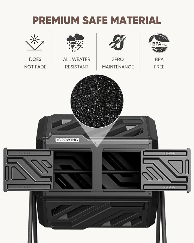 THEGROW'ING Updated 43 Gallon Compost Bin Outdoor, Fast Assemble Tumbling - Image 7