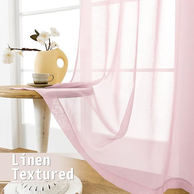 Tollpiz Small Sheer Linen Textured Curtain Sheers Doorway Light Filtering Voile - Image 4