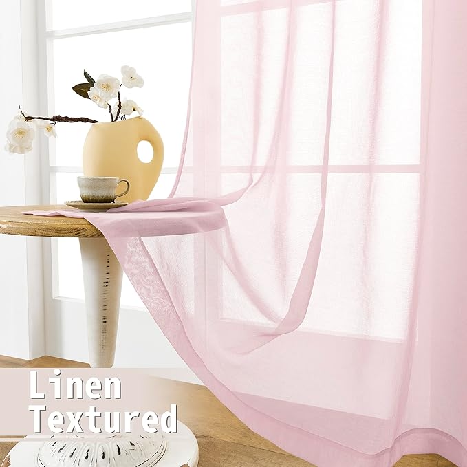 Tollpiz Sheer Door Curtains Closet Linen Textured Curtains Sheer Doorway Light - Image 4
