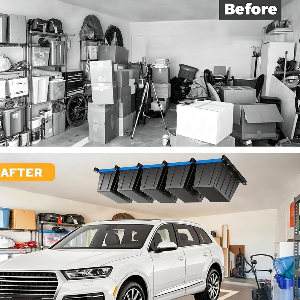 Garage Ceiling Storage Racks, Ceiling Mount Bin Holder, 8 Sets for 7 Bins