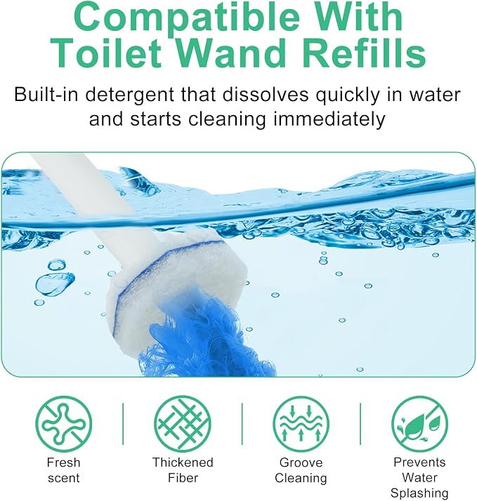 100 Count Toilet Wand Refills for Clorox, Disposable Toilet Brush Compatible - Image 2