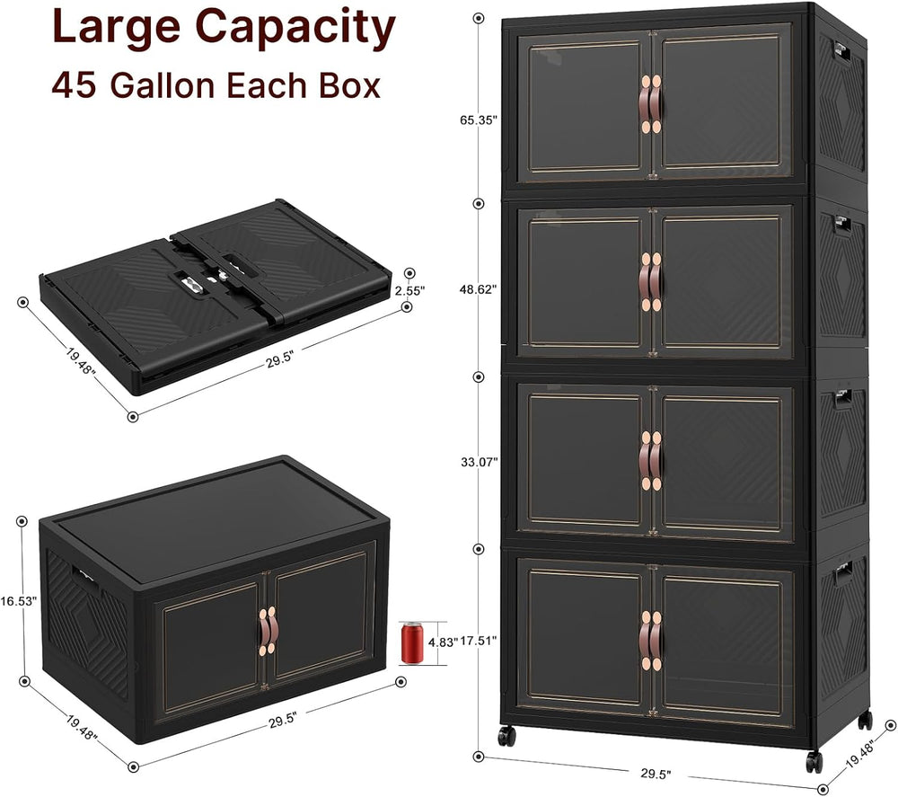 UAMFURI Stackable Storage Bins with Lids, 1440QT Lockable Storage Cabinet