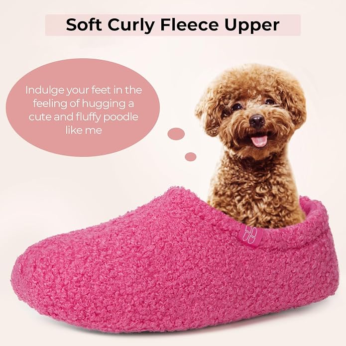 HomeTop Women's Fuzzy Curly Fur Memory Foam Loafer Slippers - Image 3