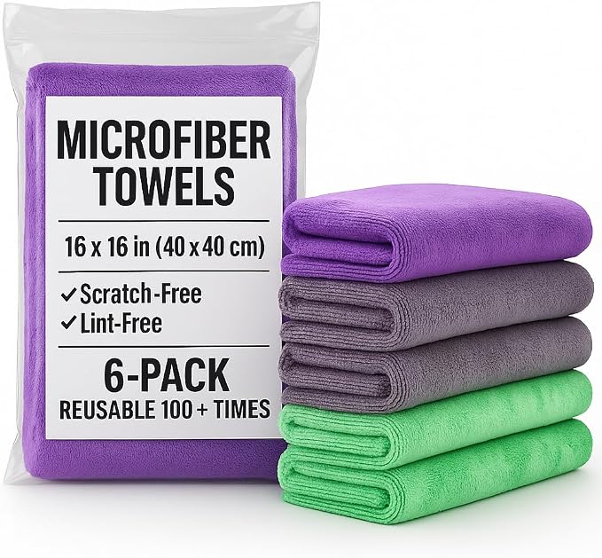 6 Pack Reusable Pak Details Micro Fiber Towels Car Detailing | 16x16 by PaksDetailSupply