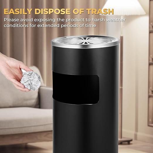 Trash Can Outdoor Waste Container Round Stainless Steel Trash Can - Image 6