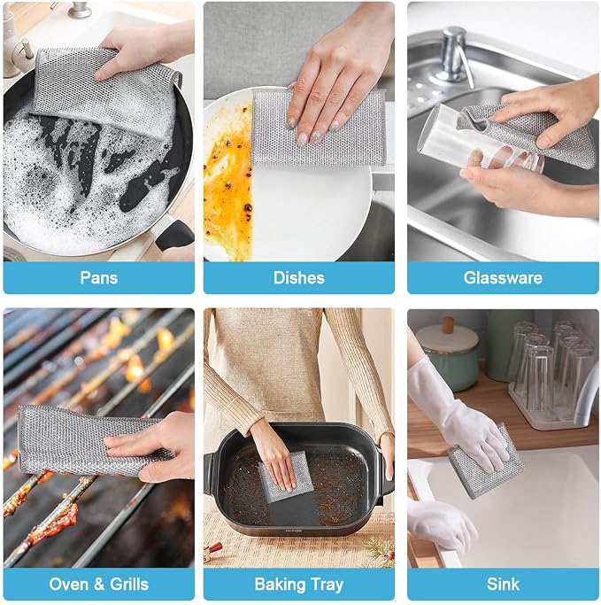 AIDEA Non Scratch Wire Dishcloth 12PK, Wire Dishwashing Rag - Image 7