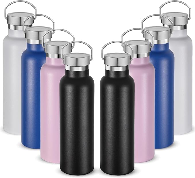 Neihepal 20 oz Insulated Water Bottles Bulk 8 Pack, Stainless Steel Double Wall by Neihepal