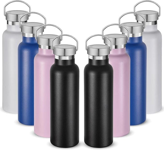 Neihepal 20 oz Insulated Water Bottles Bulk 8 Pack, Stainless Steel Double Wall by Neihepal