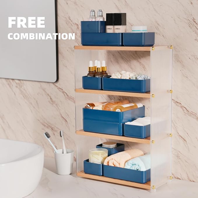 11-Piece Stackable Drawer Organizer Set, Stationery, Utensils in Bathroom - Image 4