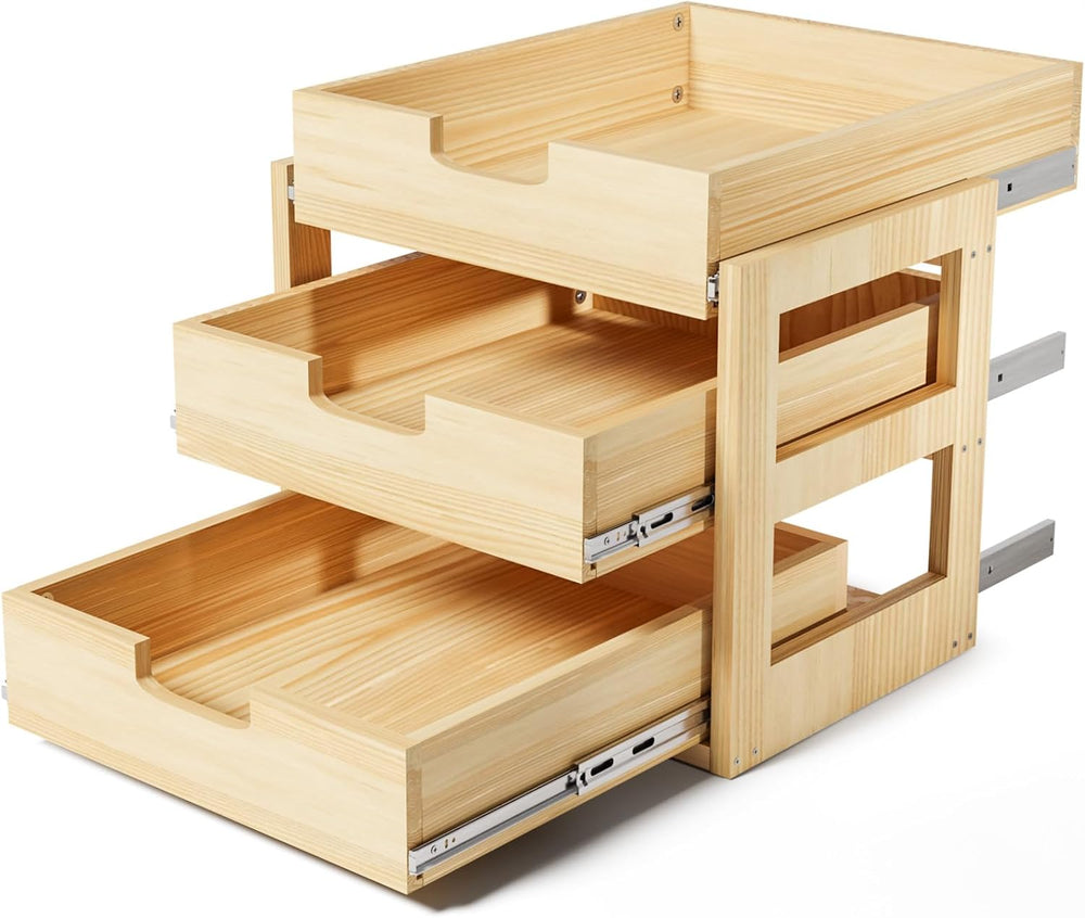 Pull Out Cabinet Organizer, 17''W×21''D Sliding Drawers for C...