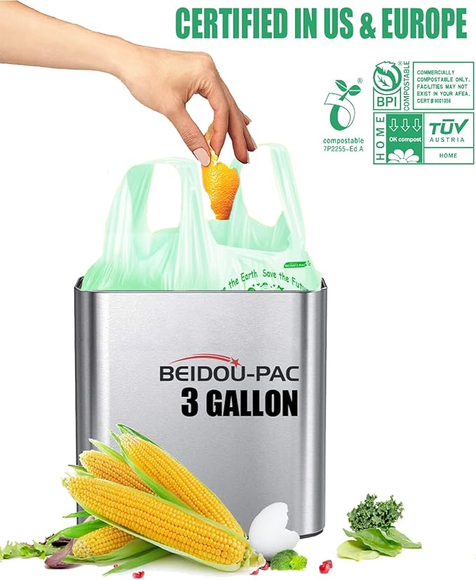 100% Compostable Trash Bags, 3 Gallon Compost Bags Small Kitchen Trash Bags - Image 4