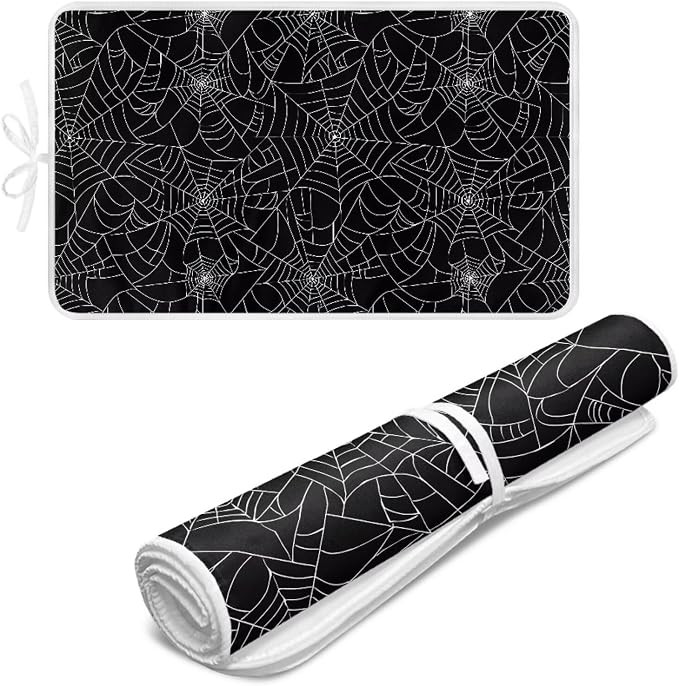 Spider Web Ironing Mat Black Heat Resistant Ironing Blanket Thick Portable by Unknown